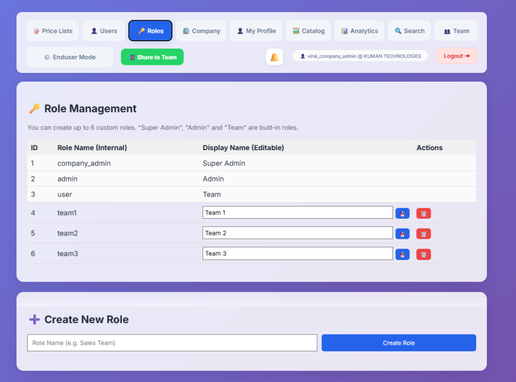 Role Management Dashboard
