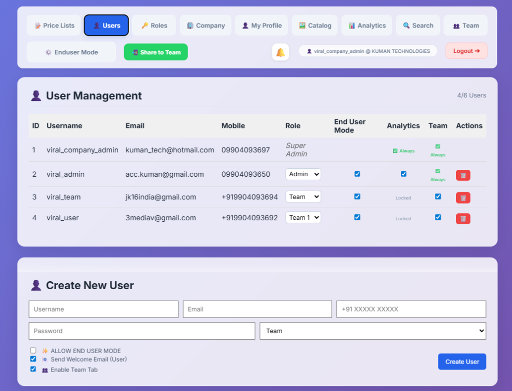 User Management Dashboard